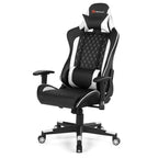 Silla reclinable de carreras Costway para videojuegos con masaje, soporte lumbar y reposacabezas, blanca/azul/rosa/roja