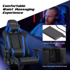Silla reclinable de carreras Costway para videojuegos con masaje, soporte lumbar y reposacabezas, blanca/azul/rosa/roja