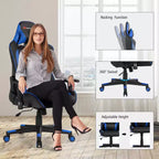Silla reclinable de carreras Costway para videojuegos con masaje, soporte lumbar y reposacabezas, blanca/azul/rosa/roja