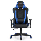 Silla reclinable de carreras Costway para videojuegos con masaje, soporte lumbar y reposacabezas, blanca/azul/rosa/roja