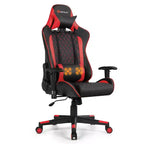 Silla reclinable de carreras Costway para videojuegos con masaje, soporte lumbar y reposacabezas, blanca/azul/rosa/roja