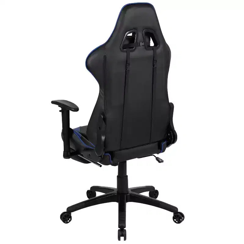 Sillón reclinable gamer de piel sintética BlackArc - Brazos pivotantes ajustables en altura, reposapiés extraíble, cojines para la cabeza y lumbares