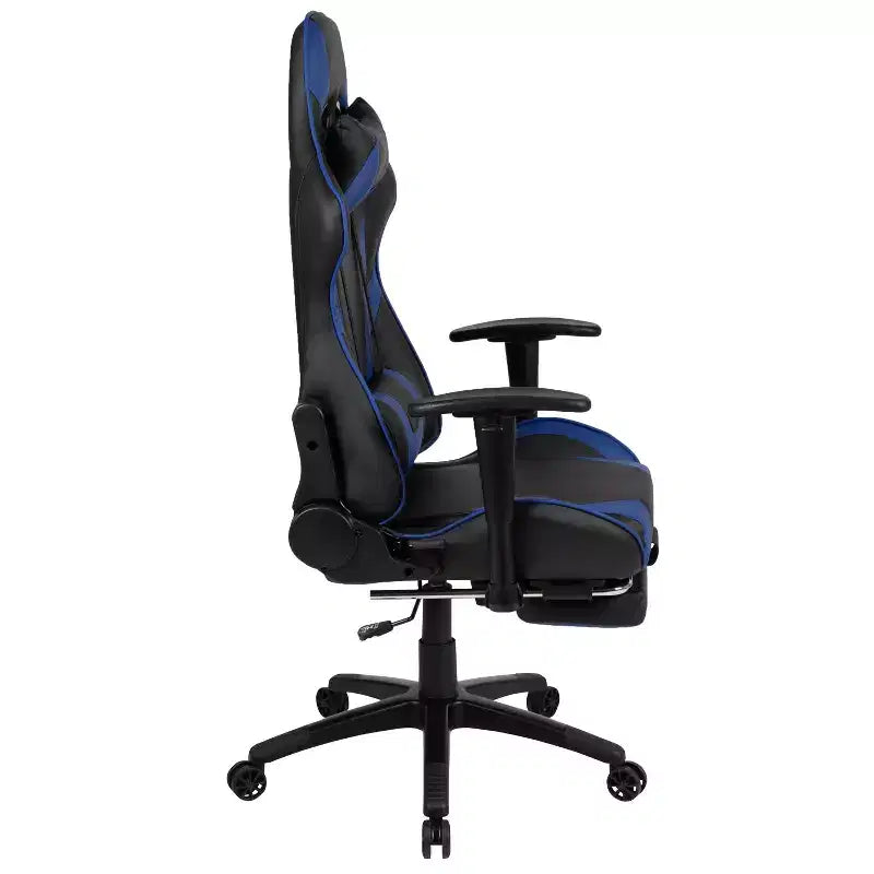 Sillón reclinable gamer de piel sintética BlackArc - Brazos pivotantes ajustables en altura, reposapiés extraíble, cojines para la cabeza y lumbares