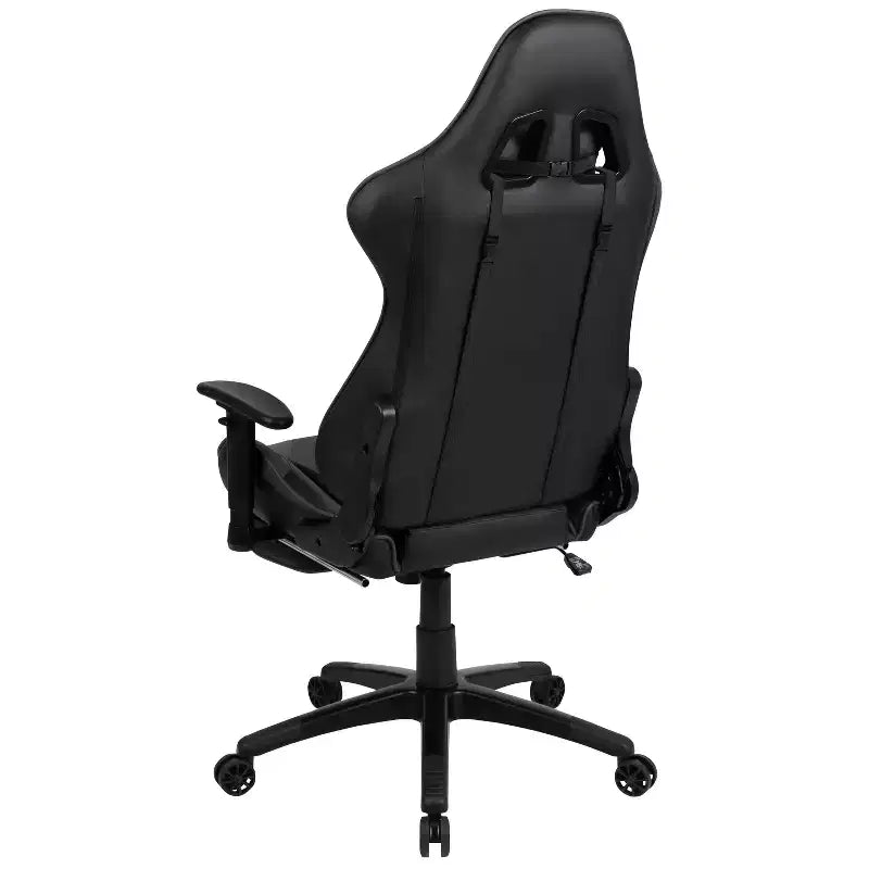 Sillón reclinable gamer de piel sintética BlackArc - Brazos pivotantes ajustables en altura, reposapiés extraíble, cojines para la cabeza y lumbares