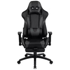 Sillón reclinable gamer de piel sintética BlackArc - Brazos pivotantes ajustables en altura, reposapiés extraíble, cojines para la cabeza y lumbares