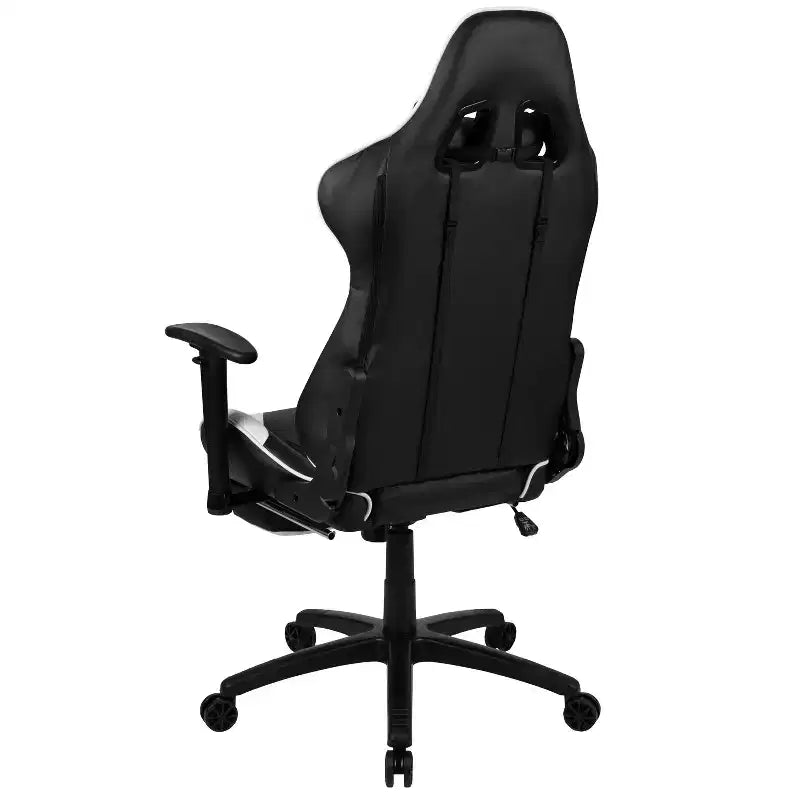 Sillón reclinable gamer de piel sintética BlackArc - Brazos pivotantes ajustables en altura, reposapiés extraíble, cojines para la cabeza y lumbares