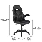 Sillón de oficina BlackArc Gaming con respaldo alto, tapicería de piel sintética, asiento giratorio de altura regulable y reposabrazos acolchados abatibles