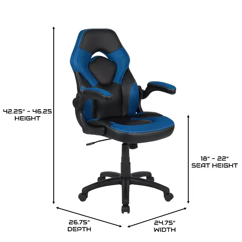 Sillón de oficina BlackArc Gaming con respaldo alto, tapicería de piel sintética, asiento giratorio de altura regulable y reposabrazos acolchados abatibles