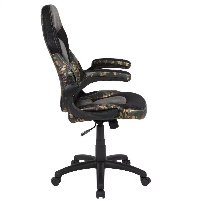 Sillón de oficina BlackArc Gaming con respaldo alto, tapicería de piel sintética, asiento giratorio de altura regulable y reposabrazos acolchados abatibles