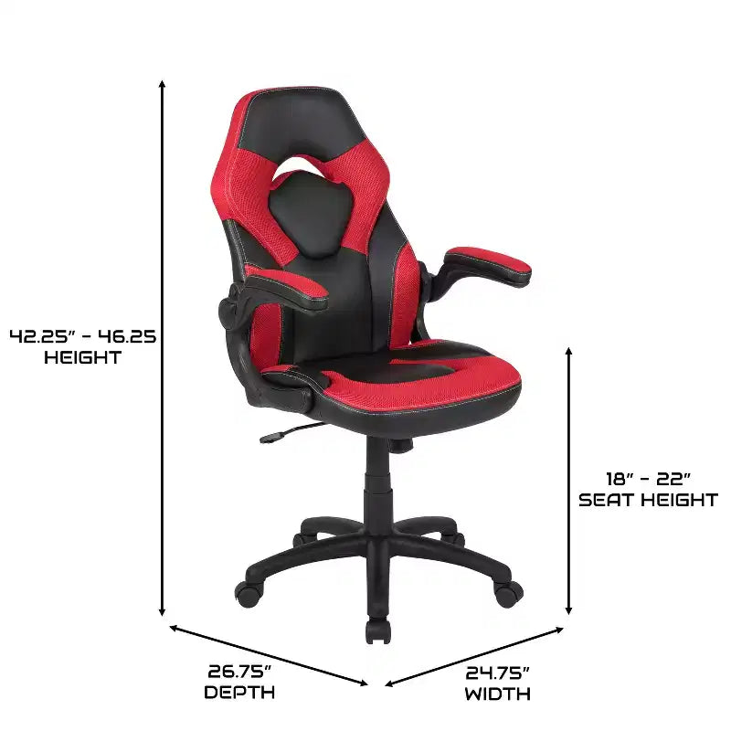 Sillón de oficina BlackArc Gaming con respaldo alto, tapicería de piel sintética, asiento giratorio de altura regulable y reposabrazos acolchados abatibles