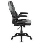 Sillón de oficina BlackArc Gaming con respaldo alto, tapicería de piel sintética, asiento giratorio de altura regulable y reposabrazos acolchados abatibles