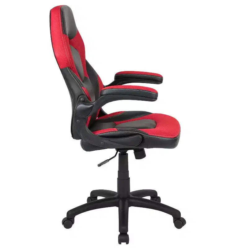 Sillón de oficina BlackArc Gaming con respaldo alto, tapicería de piel sintética, asiento giratorio de altura regulable y reposabrazos acolchados abatibles
