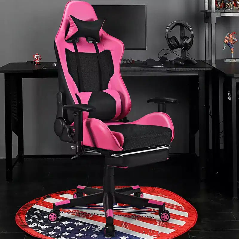 Sillón de masaje para juegos reclinable Costway Silla de oficina para ordenador con reposapiés Blanca/Azul/Rosa/Roja