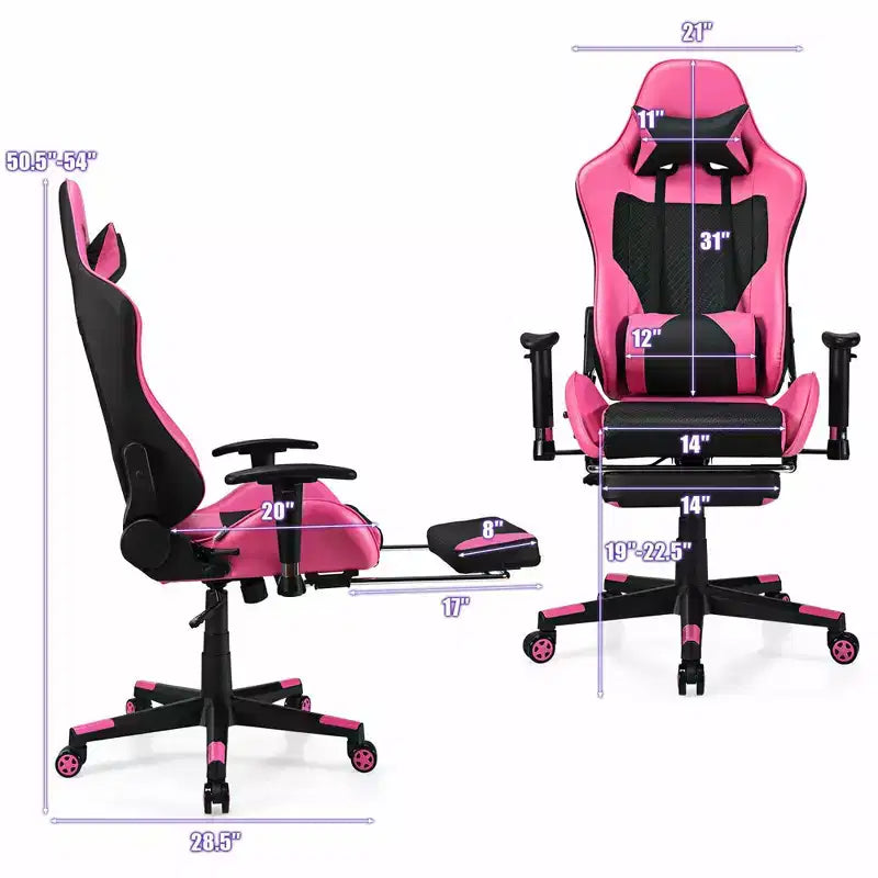 Sillón de masaje para juegos reclinable Costway Silla de oficina para ordenador con reposapiés Blanca/Azul/Rosa/Roja