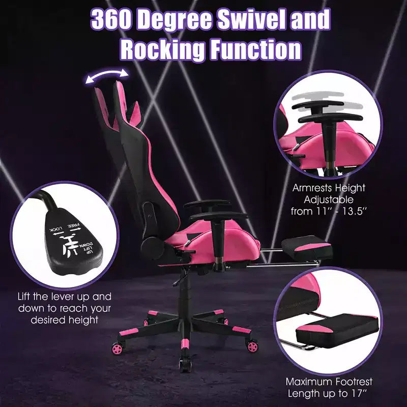 Sillón de masaje para juegos reclinable Costway Silla de oficina para ordenador con reposapiés Blanca/Azul/Rosa/Roja