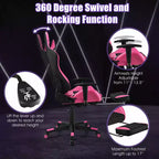Sillón de masaje para juegos reclinable Costway Silla de oficina para ordenador con reposapiés Blanca/Azul/Rosa/Roja