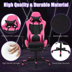 Sillón de masaje para juegos reclinable Costway Silla de oficina para ordenador con reposapiés Blanca/Azul/Rosa/Roja