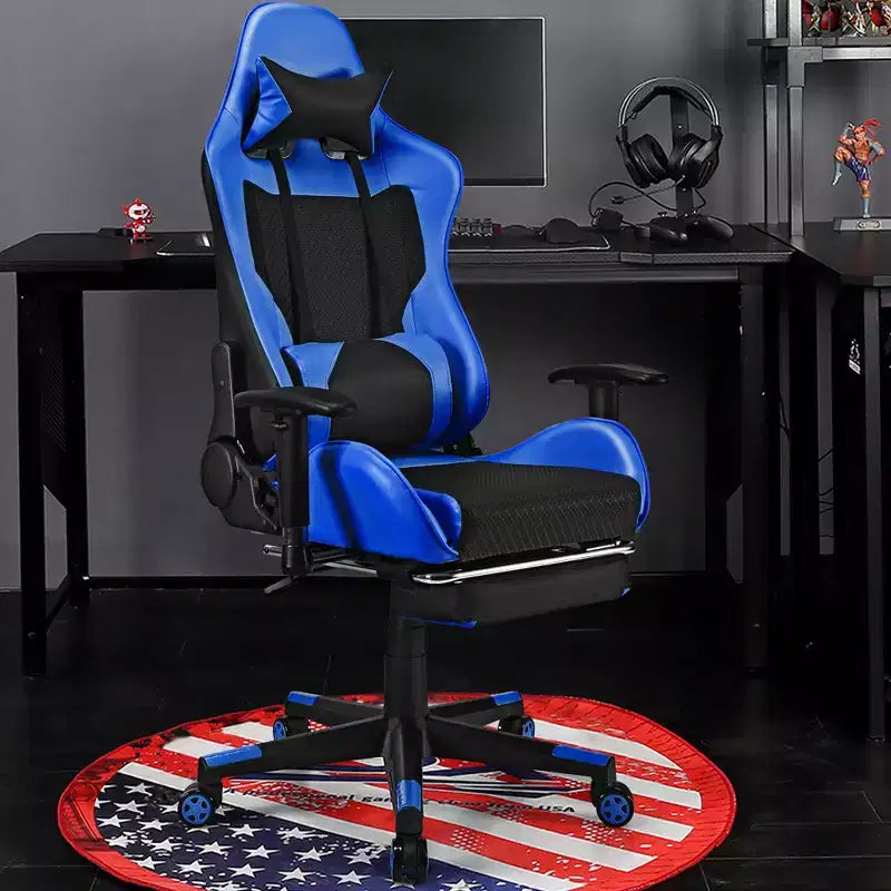 Sillón de masaje para juegos reclinable Costway Silla de oficina para ordenador con reposapiés Blanca/Azul/Rosa/Roja