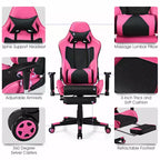 Sillón de masaje para juegos reclinable Costway Silla de oficina para ordenador con reposapiés Blanca/Azul/Rosa/Roja