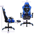 Sillón de masaje para juegos reclinable Costway Silla de oficina para ordenador con reposapiés Blanca/Azul/Rosa/Roja