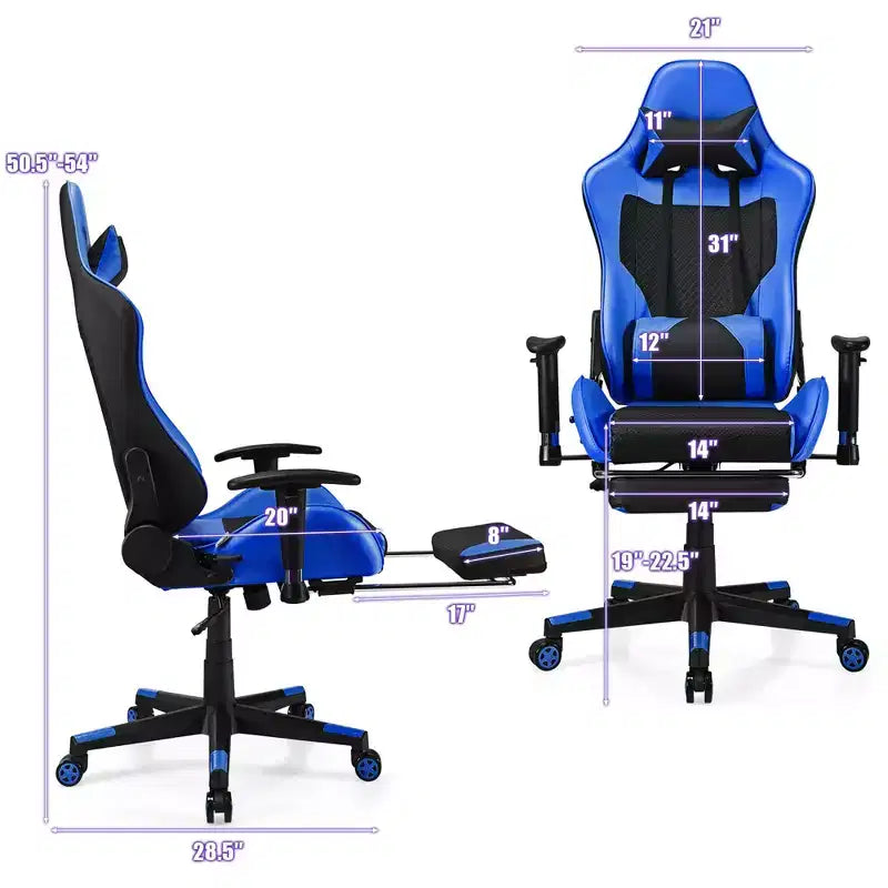 Sillón de masaje para juegos reclinable Costway Silla de oficina para ordenador con reposapiés Blanca/Azul/Rosa/Roja