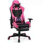 Sillón de masaje para juegos reclinable Costway Silla de oficina para ordenador con reposapiés Blanca/Azul/Rosa/Roja