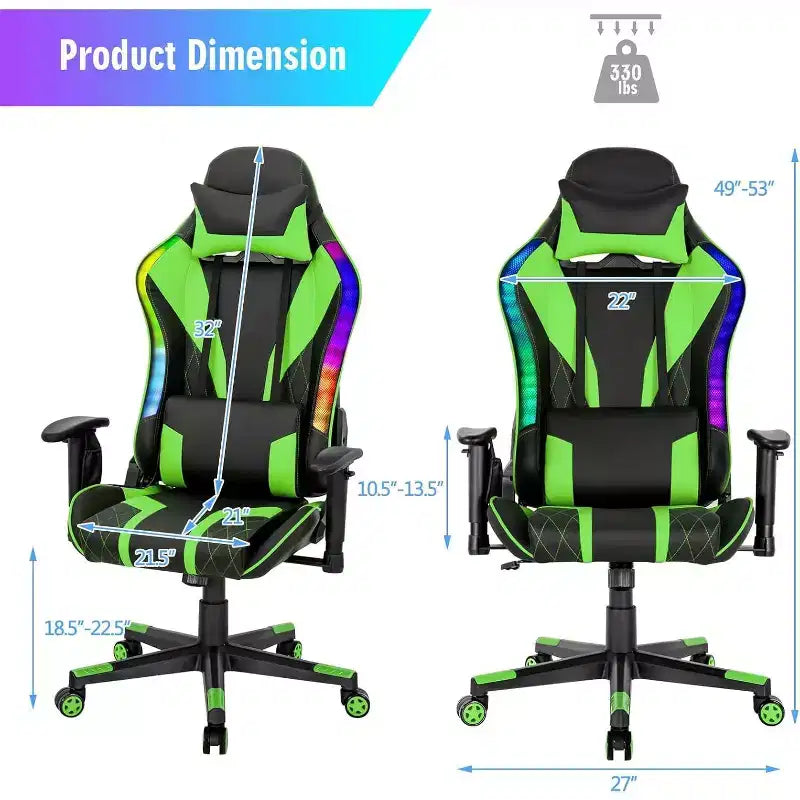 Silla gaming Costway ajustable giratoria de ordenador con luces LED dinámicas