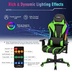 Silla gaming Costway ajustable giratoria de ordenador con luces LED dinámicas