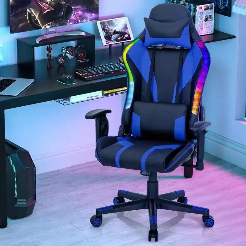 Silla gaming Costway ajustable giratoria de ordenador con luces LED dinámicas