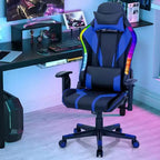 Silla gaming Costway ajustable giratoria de ordenador con luces LED dinámicas