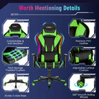 Silla gaming Costway ajustable giratoria de ordenador con luces LED dinámicas