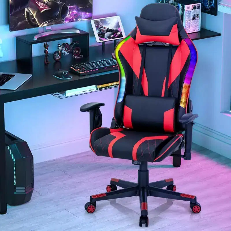 Silla gaming Costway ajustable giratoria de ordenador con luces LED dinámicas