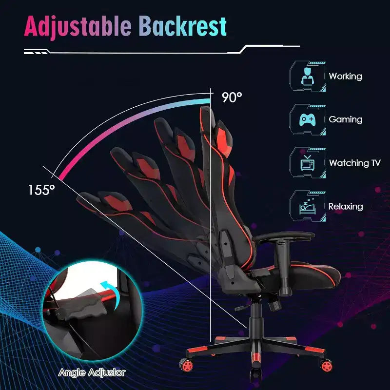 Silla gaming Costway ajustable giratoria de ordenador con luces LED dinámicas