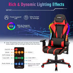 Silla gaming Costway ajustable giratoria de ordenador con luces LED dinámicas