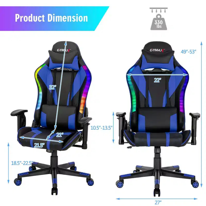 Silla gaming Costway ajustable giratoria de ordenador con luces LED dinámicas