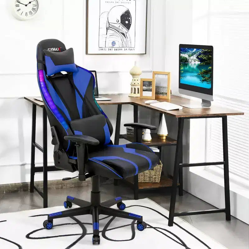 Silla gaming Costway ajustable giratoria de ordenador con luces LED dinámicas