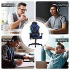 Silla gaming Costway ajustable giratoria de ordenador con luces LED dinámicas