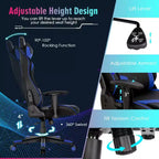 Silla gaming Costway ajustable giratoria de ordenador con luces LED dinámicas
