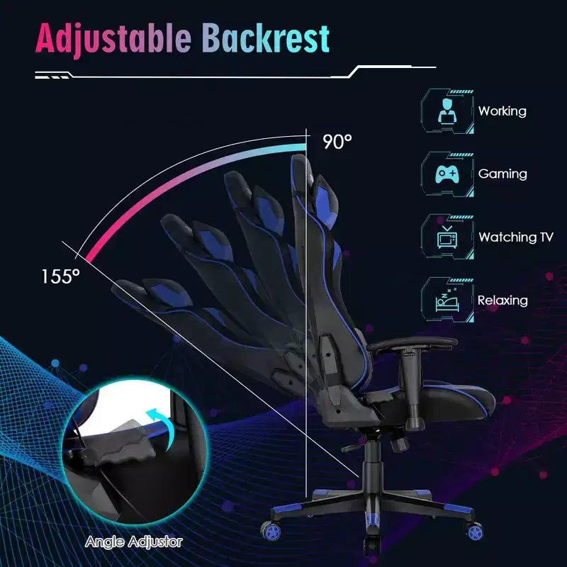 Silla gaming Costway ajustable giratoria de ordenador con luces LED dinámicas