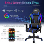 Silla gaming Costway ajustable giratoria de ordenador con luces LED dinámicas