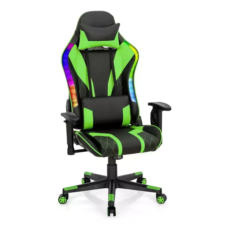 Silla gaming Costway ajustable giratoria de ordenador con luces LED dinámicas