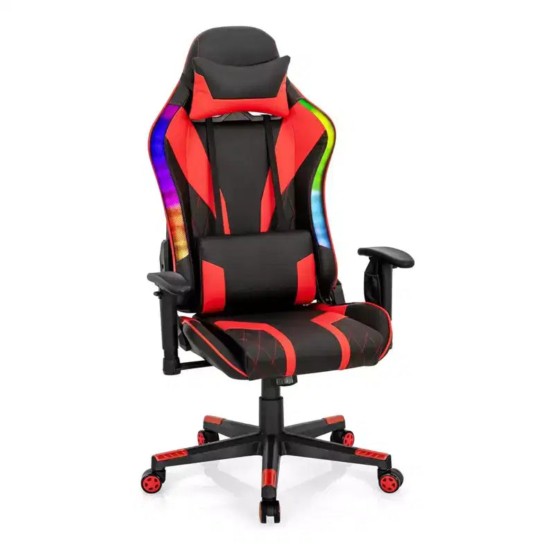 Silla gaming Costway ajustable giratoria de ordenador con luces LED dinámicas
