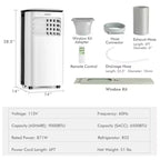 Costway Enfriador de Aire 6500 BTU (9000 BTU ASHRAE) 3 en 1 Aire Acondicionado Portátil con Ventilador y Deshumidificador