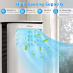Costway Enfriador de Aire 6500 BTU (9000 BTU ASHRAE) 3 en 1 Aire Acondicionado Portátil con Ventilador y Deshumidificador