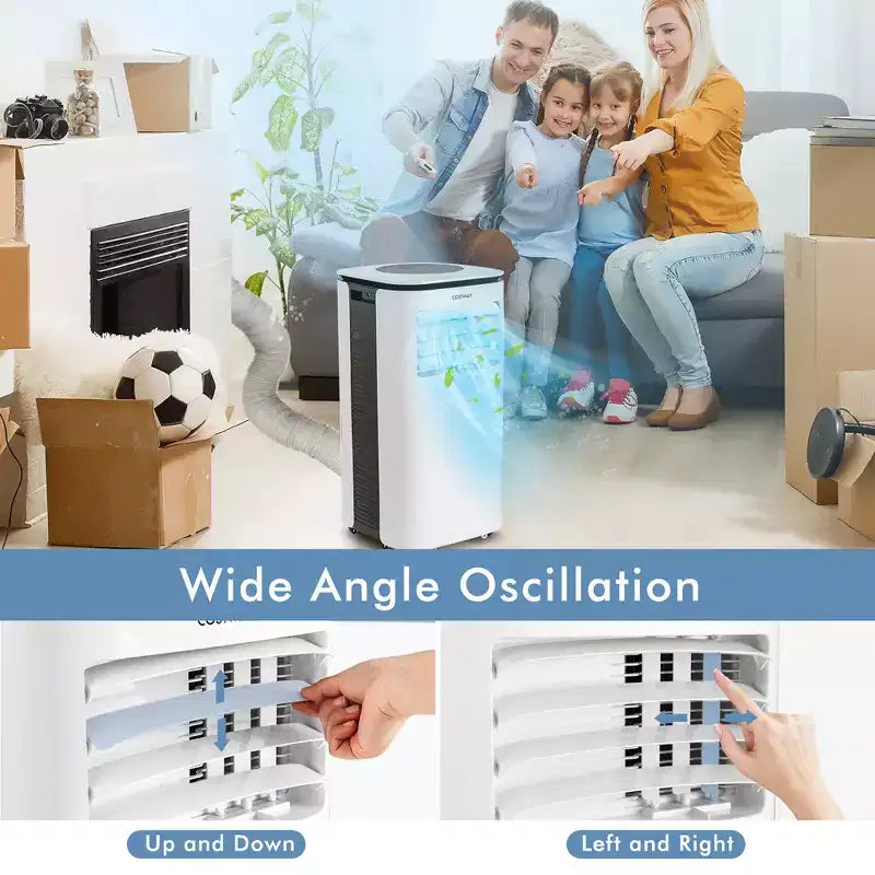 Costway Enfriador de Aire 6500 BTU (9000 BTU ASHRAE) 3 en 1 Aire Acondicionado Portátil con Ventilador y Deshumidificador