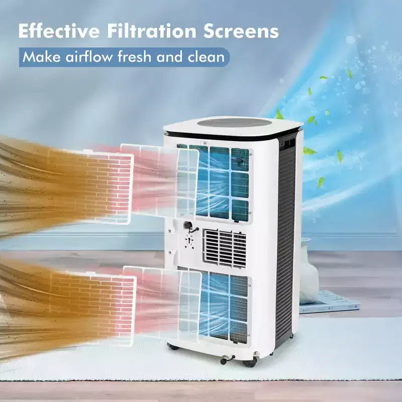 Costway Enfriador de Aire 6500 BTU (9000 BTU ASHRAE) 3 en 1 Aire Acondicionado Portátil con Ventilador y Deshumidificador