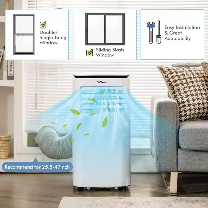 Costway Enfriador de Aire 6500 BTU (9000 BTU ASHRAE) 3 en 1 Aire Acondicionado Portátil con Ventilador y Deshumidificador