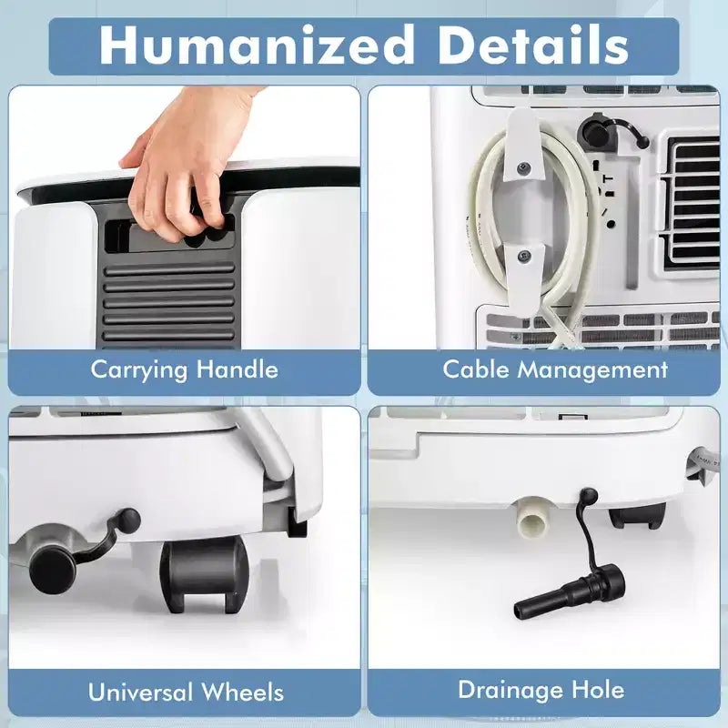 Costway Enfriador de Aire 6500 BTU (9000 BTU ASHRAE) 3 en 1 Aire Acondicionado Portátil con Ventilador y Deshumidificador