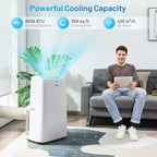 Costway 6350 BTU (9000BTU ASHRAE) Aire Acondicionado Portátil 3 en 1 Ventilador Enfriador Deshumidificador con Control Remoto