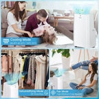 Costway 6350 BTU (9000BTU ASHRAE) Aire Acondicionado Portátil 3 en 1 Ventilador Enfriador Deshumidificador con Control Remoto